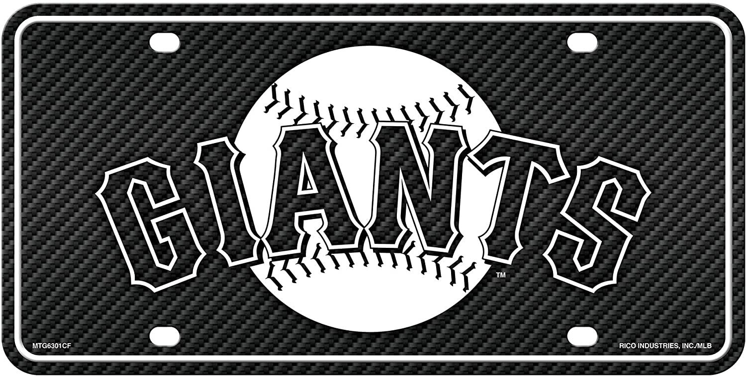 San Francisco Giants Metal Auto Tag License Plate, Carbon Fiber Design, 6x12 Inch