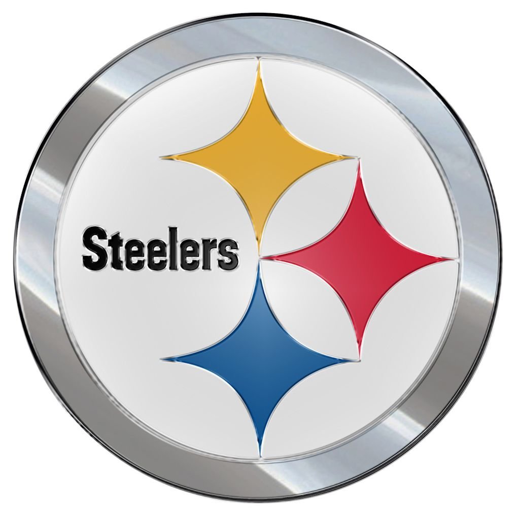Pittsburgh Steelers Premium Aluminum Metal Raised Auto Emblem, Primary Logo, Color Embossed, Full Adhesive Backing