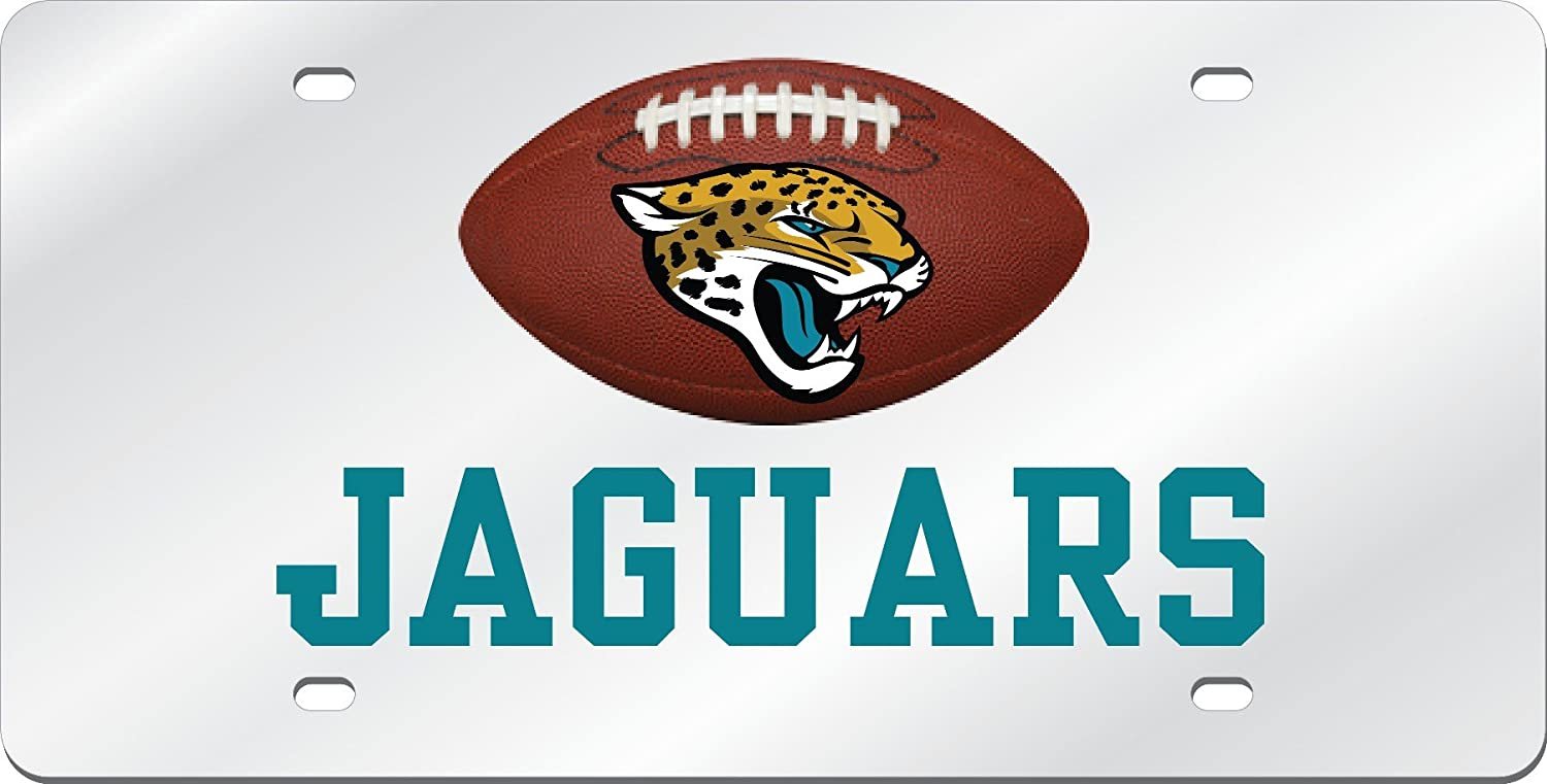 Jacksonville Jaguars Premium Laser Cut Tag License Plate, Football, Mirrored Acrylic Inlaid, 6x12 Inch 1