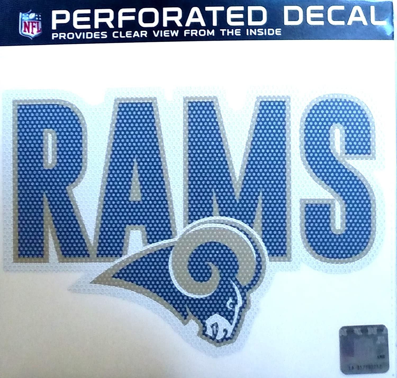 Los Angeles Rams 12 Inch Preforated Window Film Decal Sticker, One-Way Vision, Adhesive Backing 1