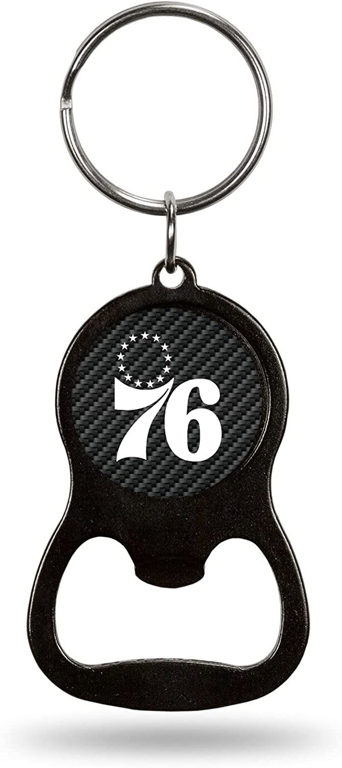 Philadelphia 76ers Premium Solid Metal Keychain Bottle Opener, Carbon Fiber Design
