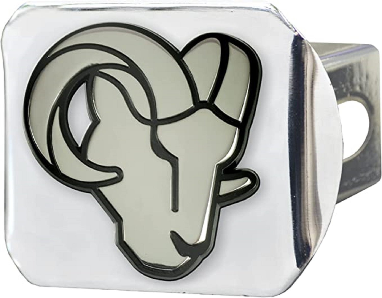 Los Angeles Rams Solid Metal Hitch Cover Chrome Logo 2" Square Type III 1
