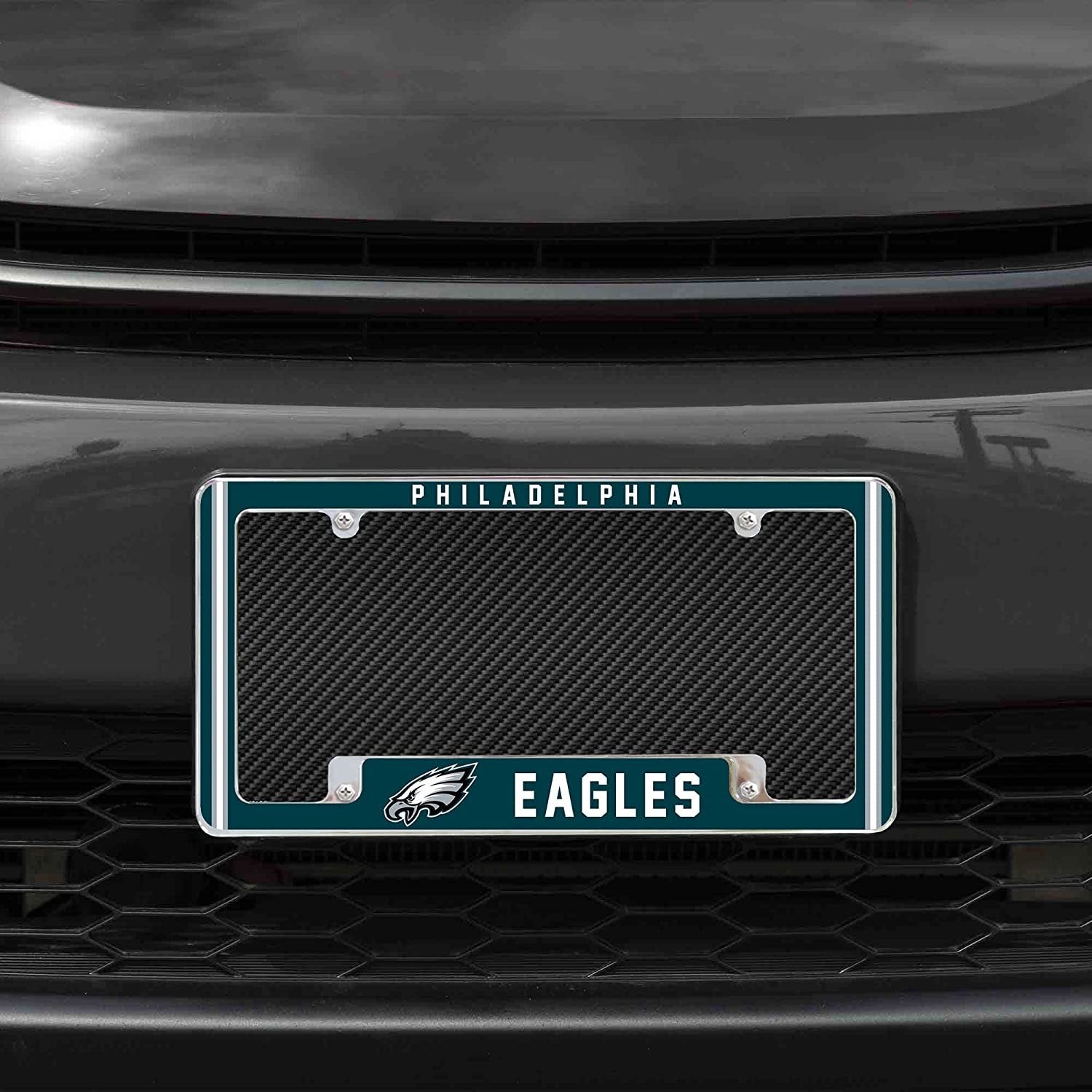 Philadelphia Eagles Metal License Plate Frame Chrome Tag Cover Alternate Design 6x12 Inch 2