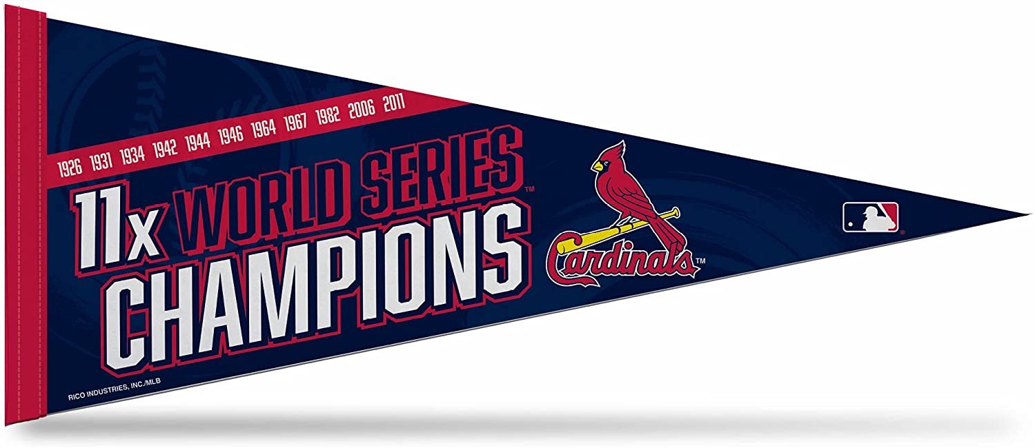 St Louis Cardinals 11-Time World Series Champions Soft Felt Pennant, 12x30 Inch, Easy To Hang 1