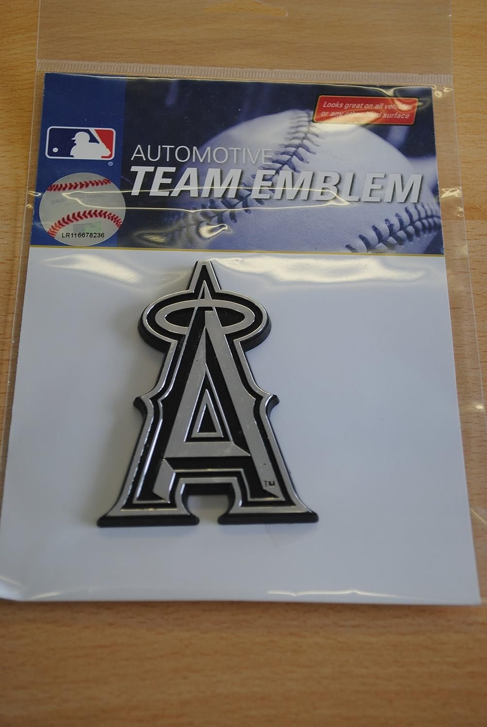 Los Angeles Angels Auto Emblem, Silver Chrome Color, Raised Molded Plastic, Adhesive Tape Backing 2