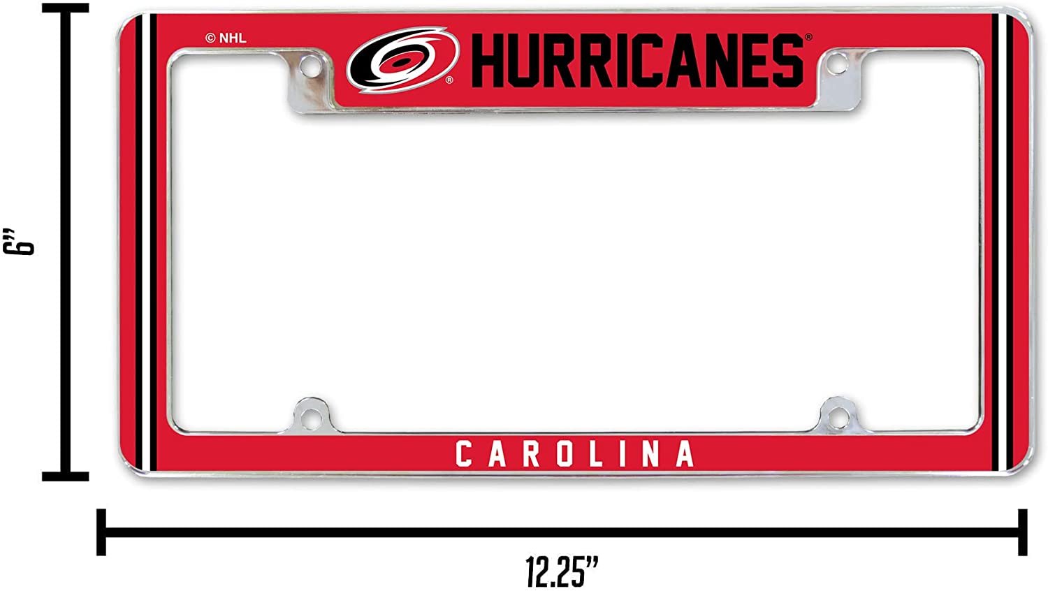 Carolina Hurricanes Metal License Plate Frame Chrome Tag Cover Alternate Design 6x12 Inch 5