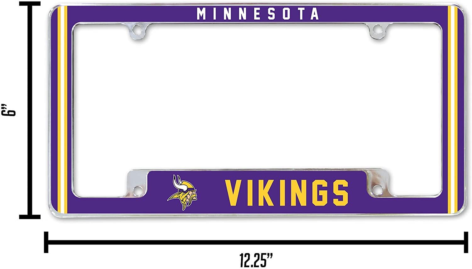 Minnesota Vikings Metal License Plate Frame Chrome Tag Cover Alternate Design 6x12 Inch 4