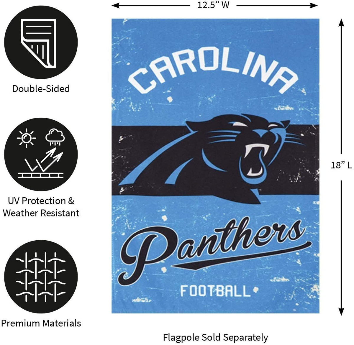 Carolina Panthers Premium Garden Flag Banner, Double Sided, Linen, Vintage Style, 13x18 Inch 4
