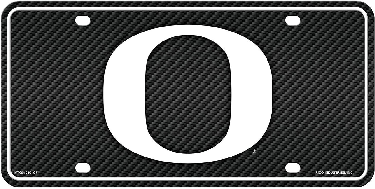 University of Oregon Ducks Metal Auto Tag License Plate, Carbon Fiber Design, 6x12 Inch