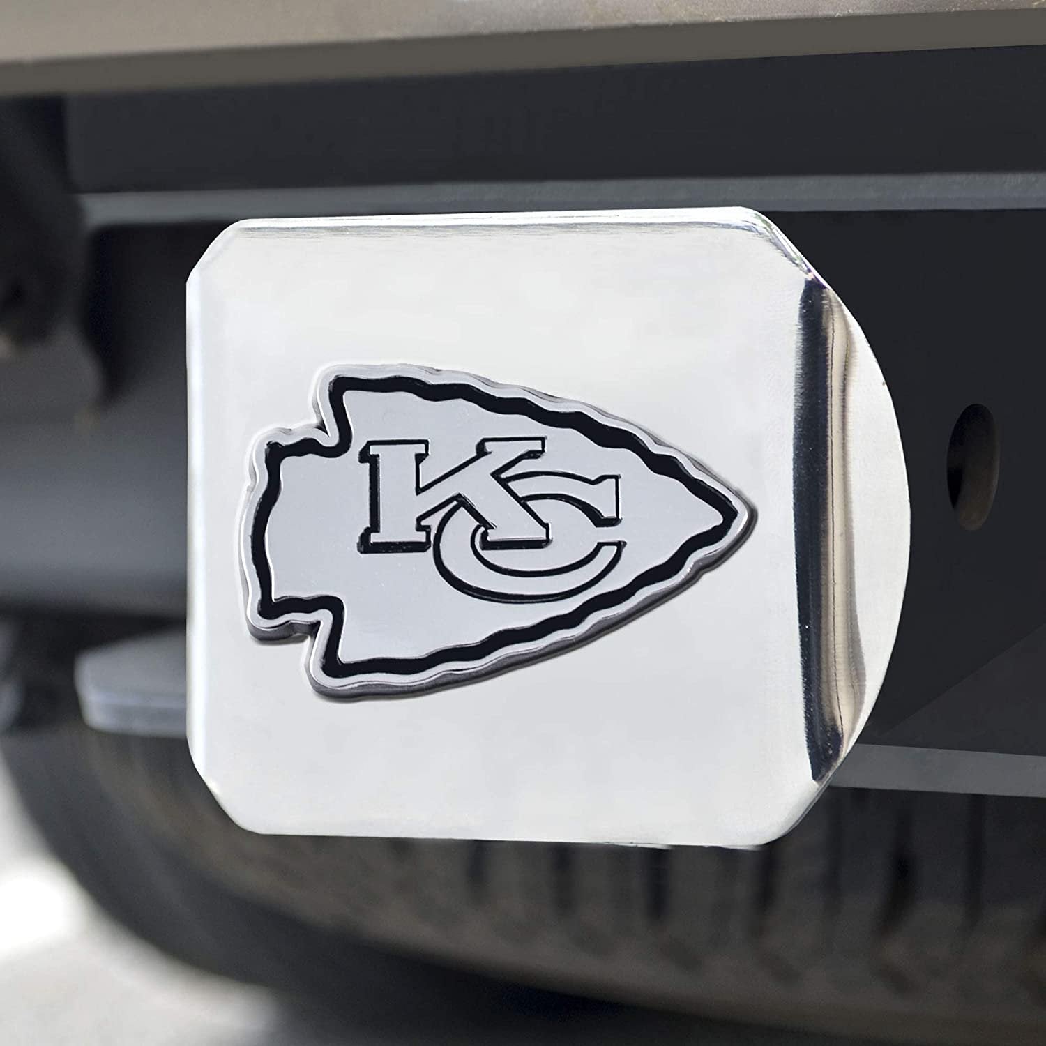 Kansas City Chiefs Hitch Cover Solid Metal with Raised Chrome Metal Emblem 2" Square Type III 2