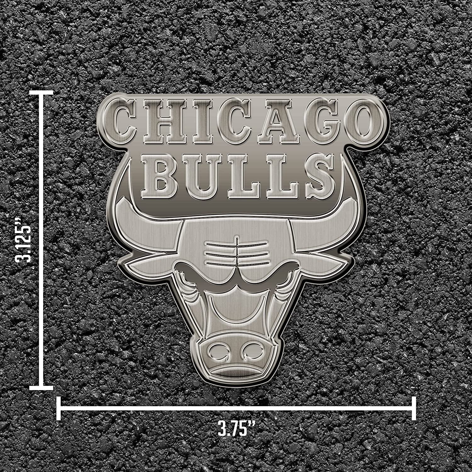 Chicago Bulls Premium Solid Metal Raised Auto Emblem, Antique Nickel Finish, Shape Cut, Adhesive Backing 4