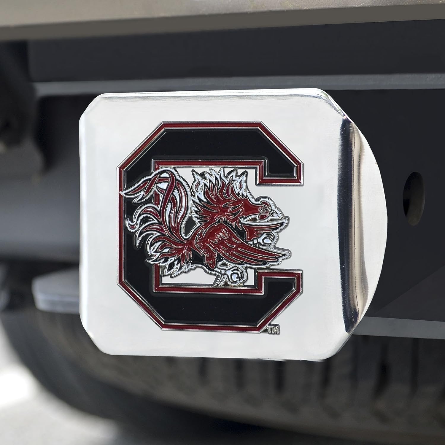 University of South Carolina Gamecocks Hitch Cover Solid Metal Color Emblem 2 Inch Square Type III