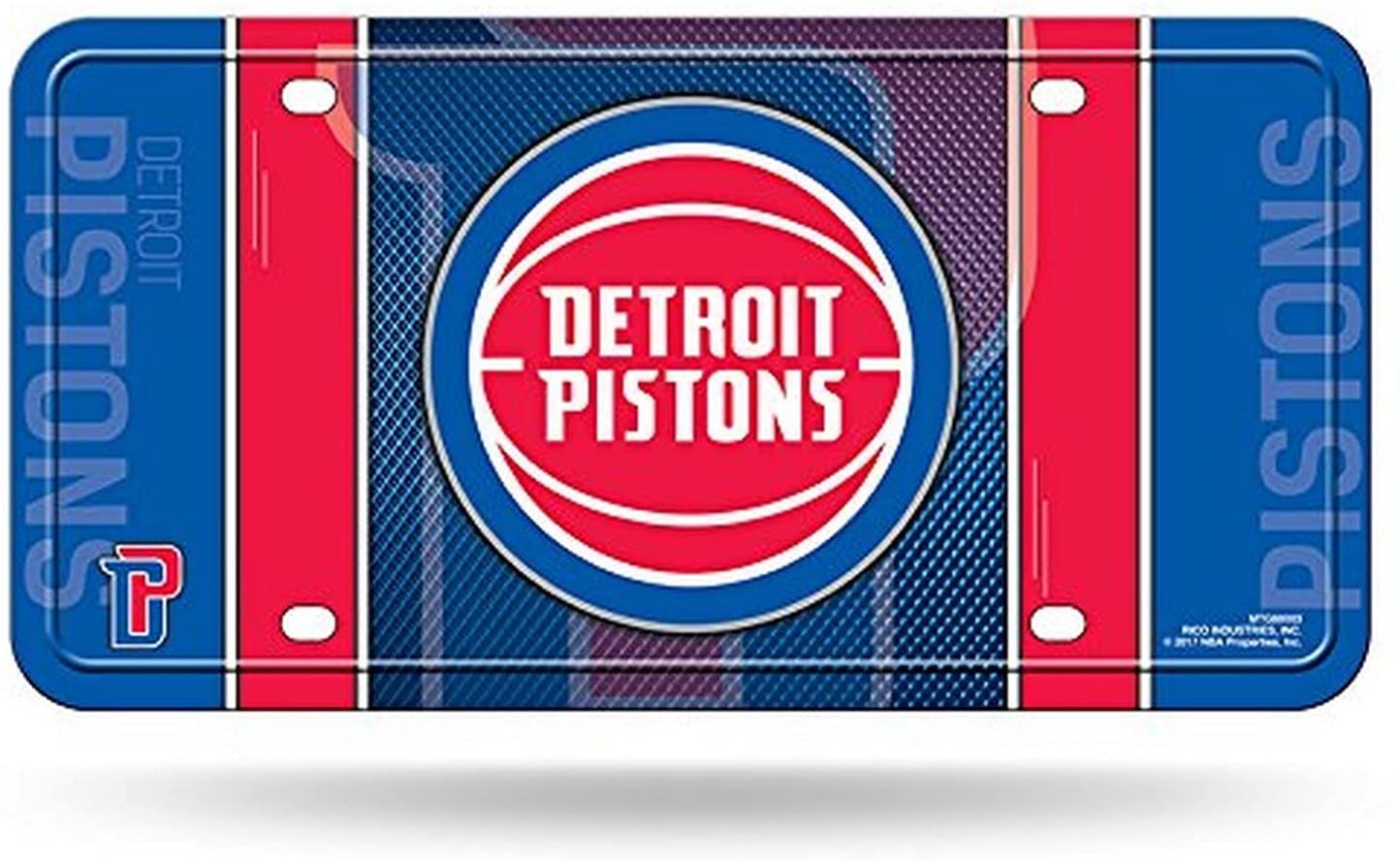 Detroit Pistons Metal Auto Tag License Plate, Split Design, 6x12 Inch 1
