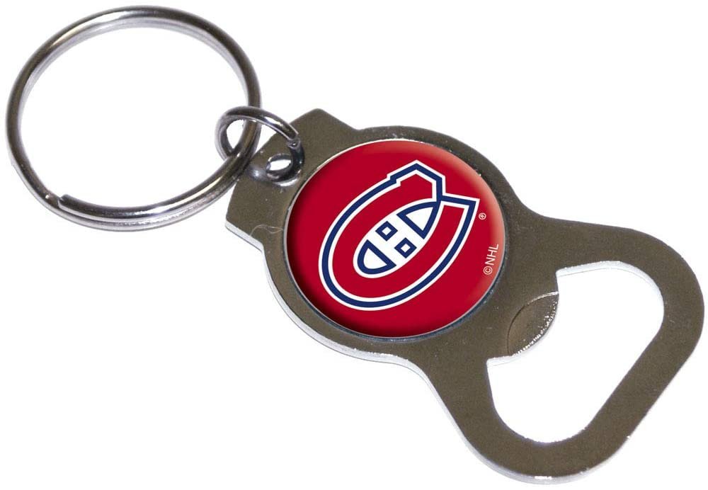 Montreal Canadiens Premium Solid Metal Bottle Opener Keychain, Silver Key Ring, Team Logo