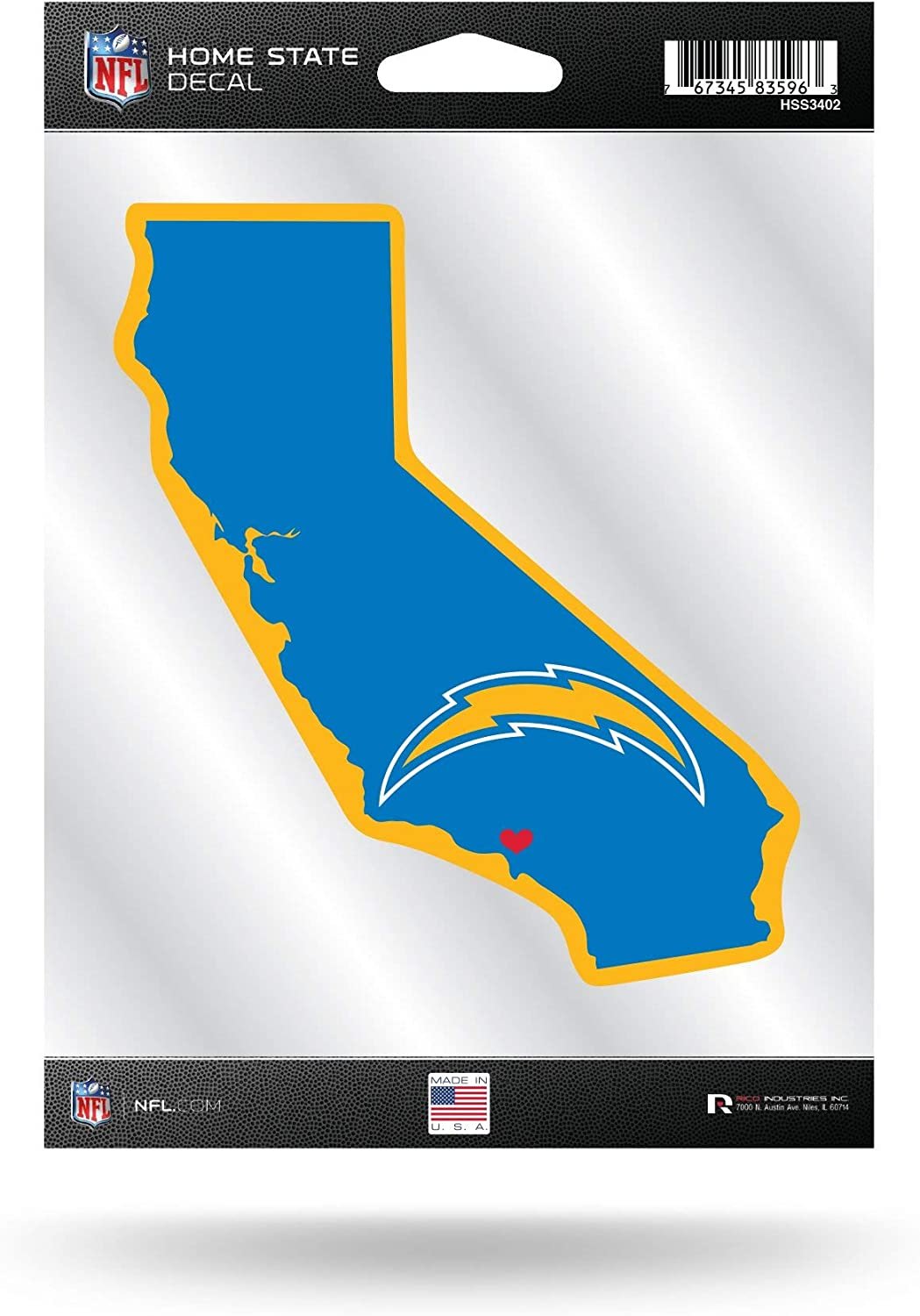 Los Angeles Chargers 5 Inch Sticker Decal, Home State Design, Flat Vinyl, Full Adhesive Backing 1