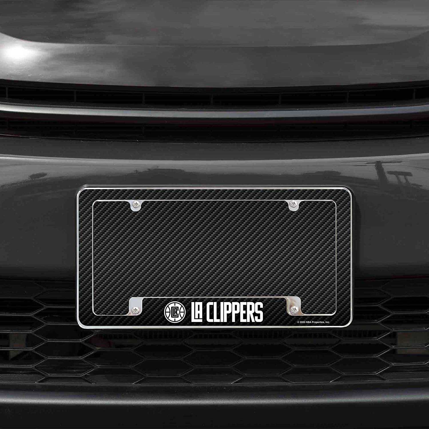Los Angeles Clippers Metal License Plate Frame Chrome Tag Cover Carbon Fiber Design 6x12 Inch 2