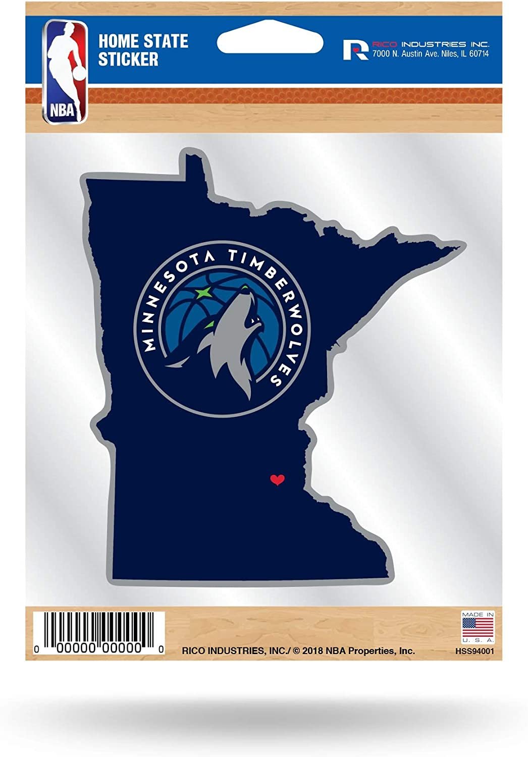 Minnesota Timberwolves 5 Inch Sticker Decal, Home State Design, Flat Vinyl, Full Adhesive Backing 1