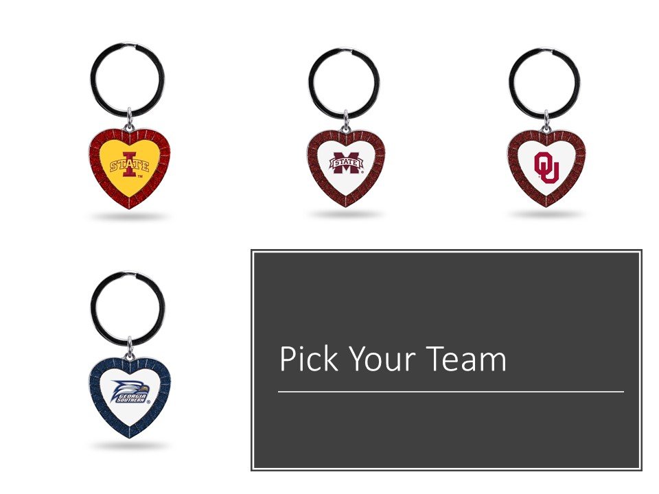 University of Oklahoma Sooners Keychain Color Rhinestone Heart