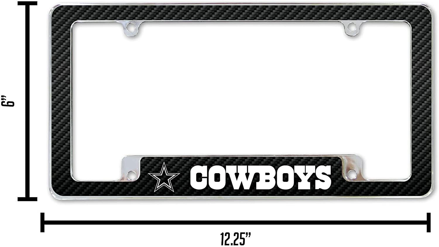 Dallas Cowboys Metal License Plate Frame Chrome Tag Cover Carbon Fiber Design 6x12 Inch 5