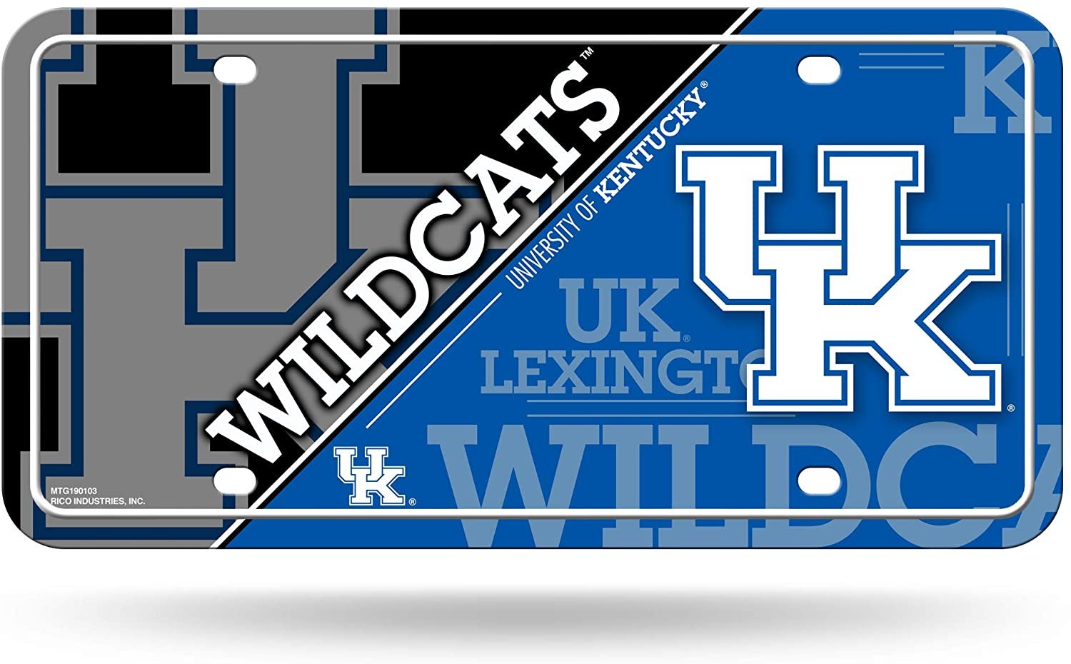 University of Kentucky Wildcats Metal Auto Tag License Plate, Split Design, 6x12 Inch 1