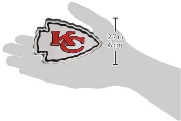 Kansas City Chiefs Auto Emblem, Aluminum Metal, Embossed Team Color, Raised Decal Sticker, Full Adhesive Backing