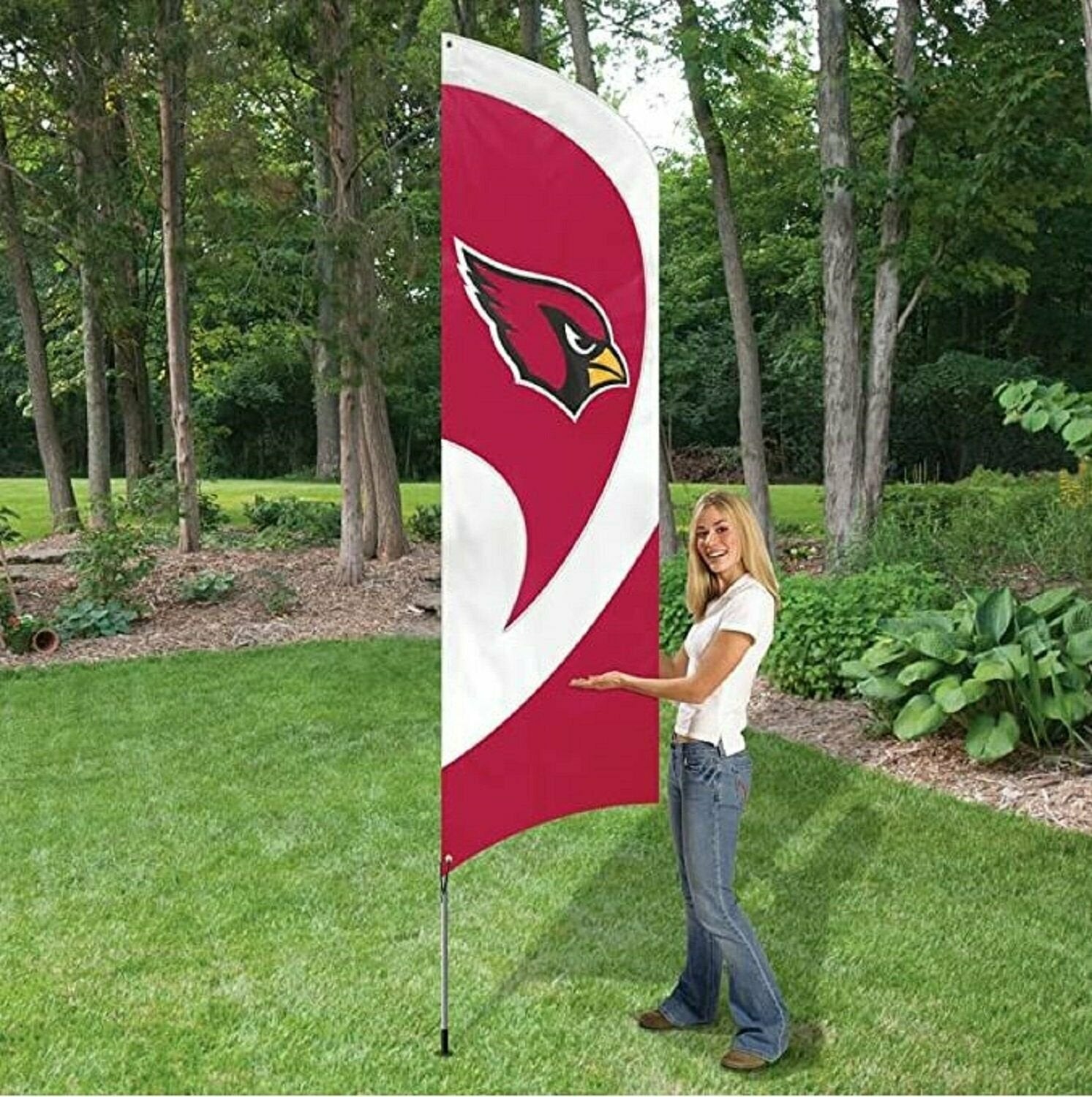 Arizona Cardinals Tall Team Flag Tailgating Flag Kit 8.5 x 2.5 feet with Pole