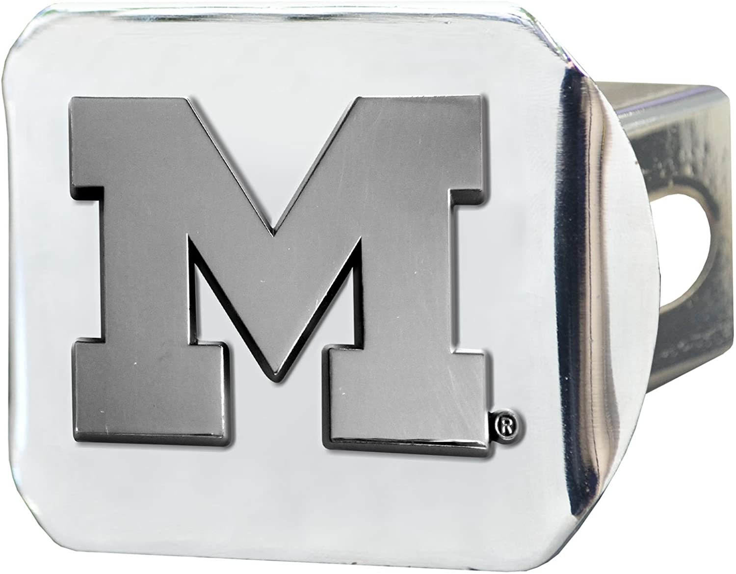 Michigan Wolverines Hitch Cover Solid Metal with Raised Chrome Metal Emblem 2" Square Type III University of 1