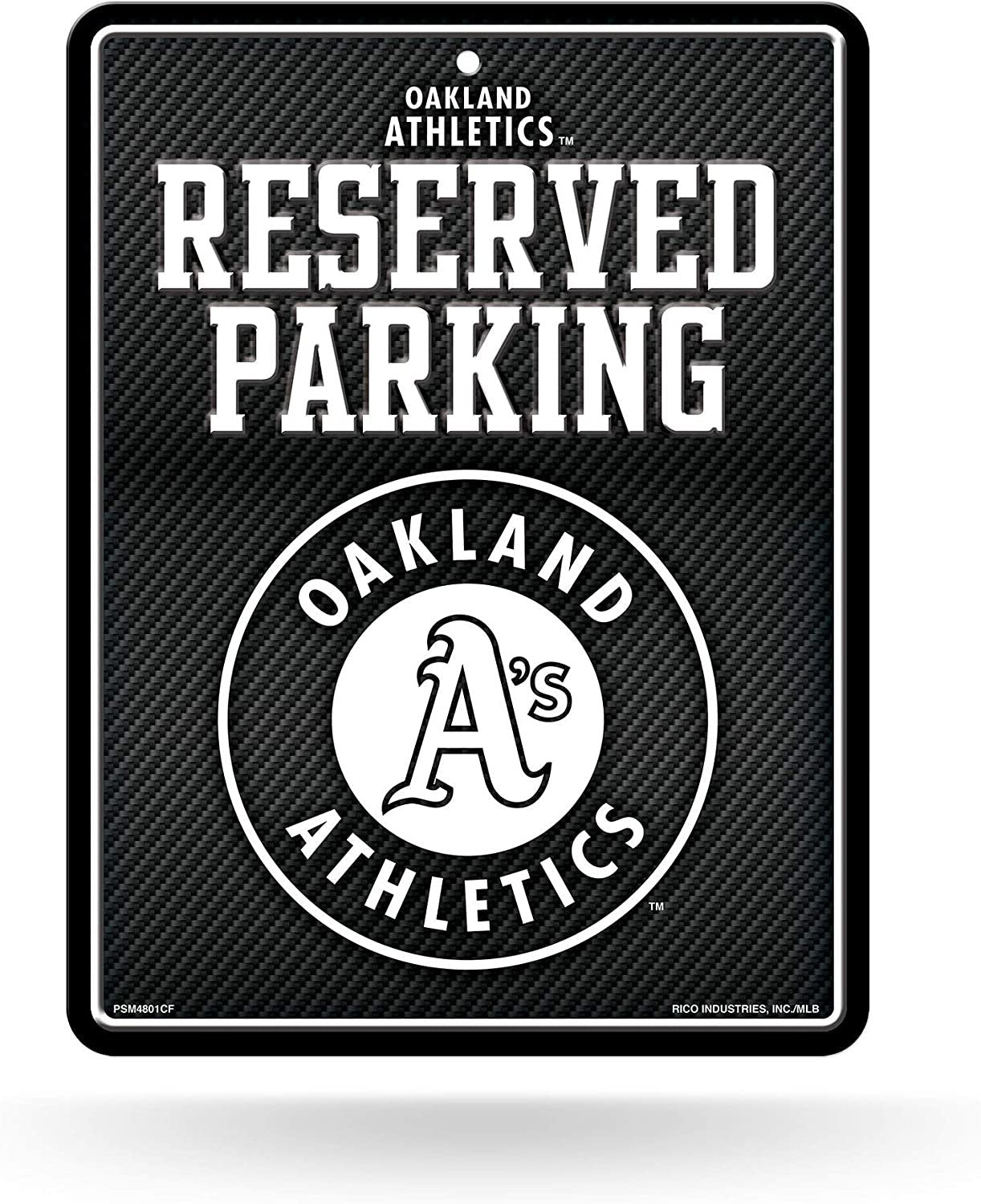 Oakland Athletics A's Metal Parking Novelty Wall Sign 8.5 x 11 Inch Carbon Fiber Design 1