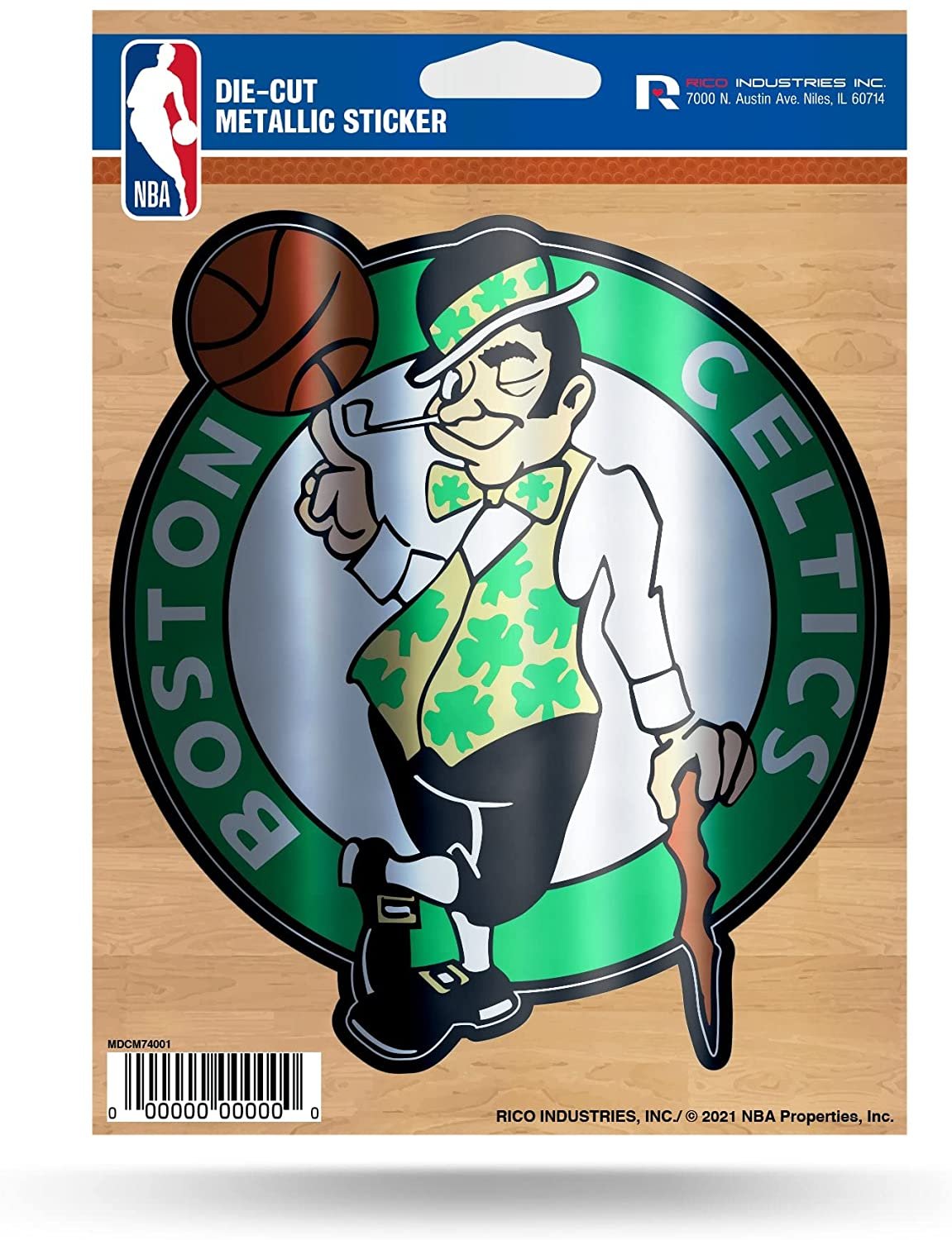 Boston Celtics 5 Inch Die Cut Decal Sticker, Metallic Shimmer Design, Full Adhesive Backing