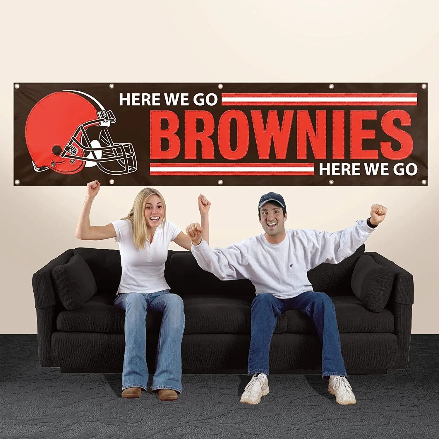 Cleveland Browns Huge 8x2 Feet Premium Emboridered Banner Flag Metal Grommets 2