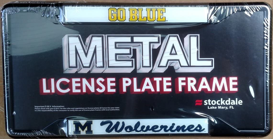 Michigan Wolverines SD Deluxe Black Metal License Plate Frame Tag Cover University of 1