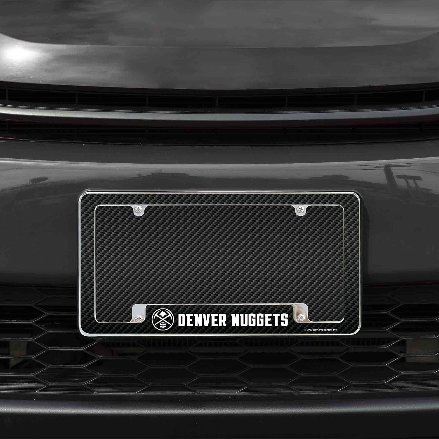 Denver Nuggets Premium Metal License Plate Frame Tag Cover, Carbon Fiber Design, 6x12 Inch 2