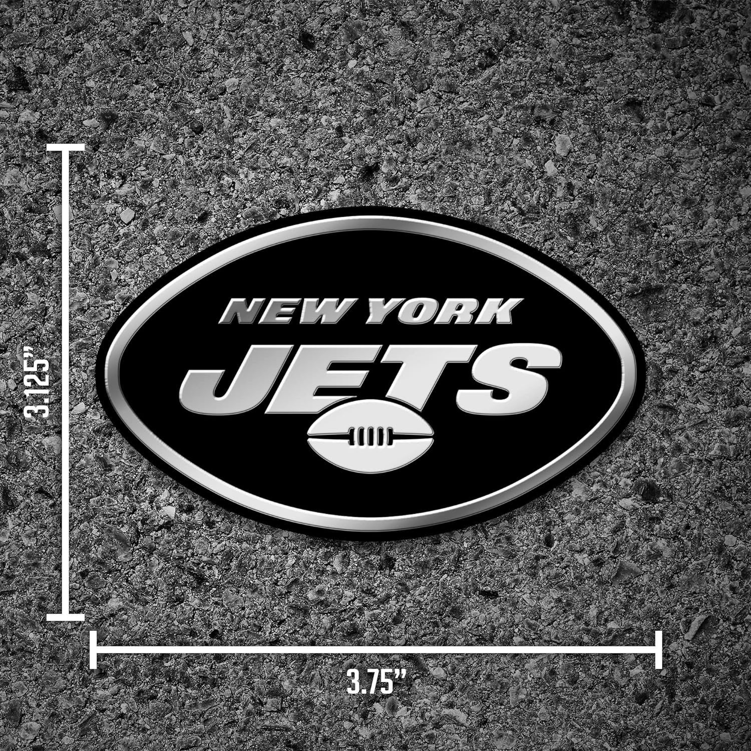 New York Jets Auto Emblem, Silver Chrome Color, Raised Molded Plastic, 3.5 Inch, Adhesive Tape Backing 4