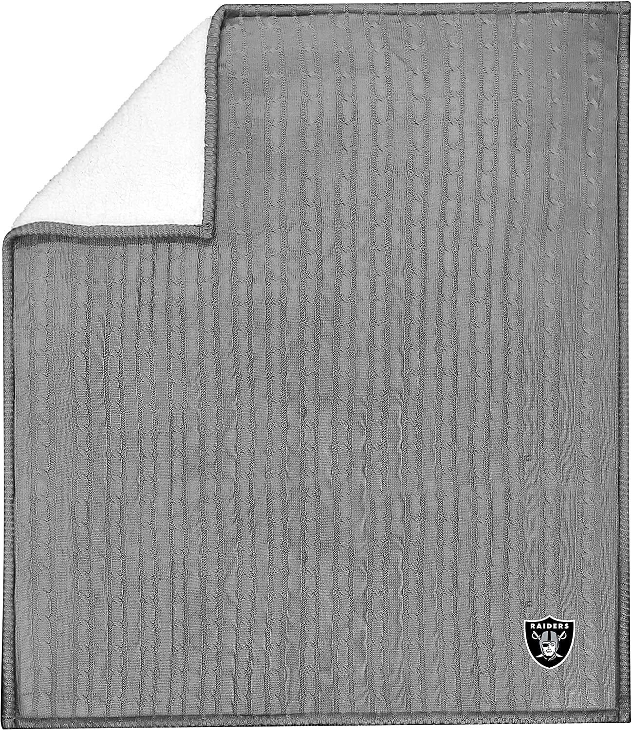 Las Vegas Raiders Cable Sweater Knit Sherpa Throw Blanket 50x60 Inch Adult 1