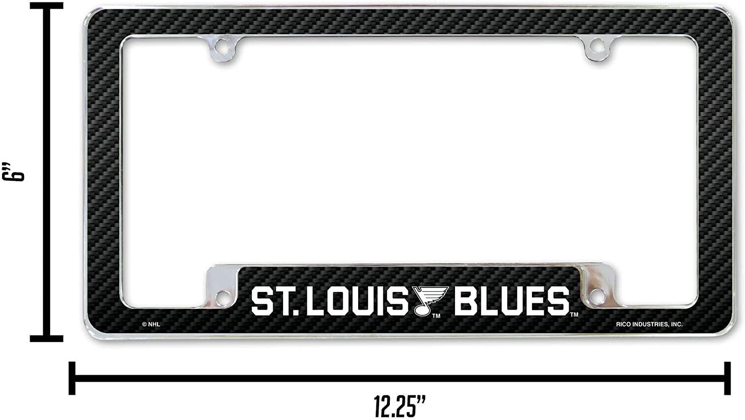 St Louis Blues Metal License Plate Frame Chrome Tag Cover Carbon Fiber Design 6x12 Inch 5
