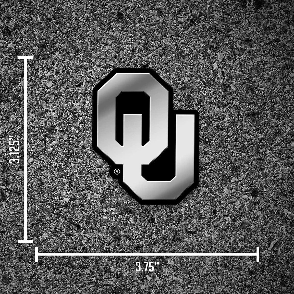 University of Oklahoma Sooners Silver Chrome Color Auto Emblem, Raised Molded Plastic, 3.5 Inch, Adhesive Tape Backing 4