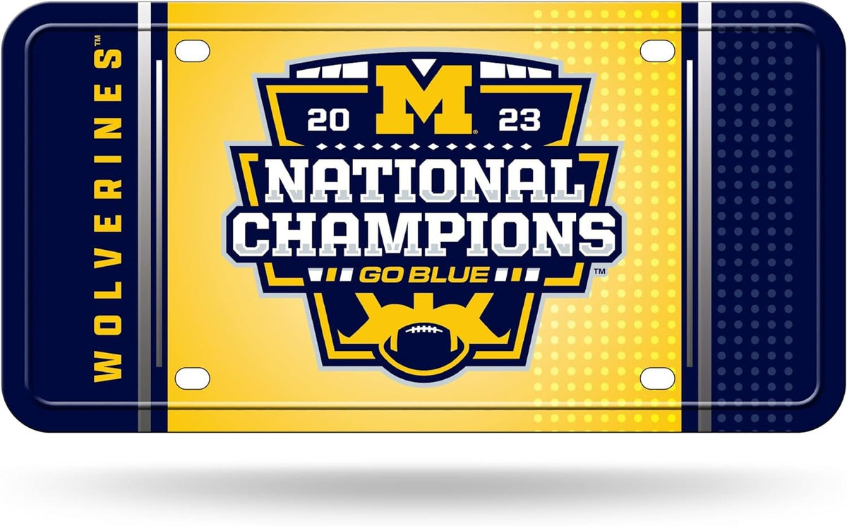 Rico Industries NCAA Michigan Wolverines 2024 CFP National Champions Metal Auto Tag 6" x 12" - Great for Truck/Car/SUV