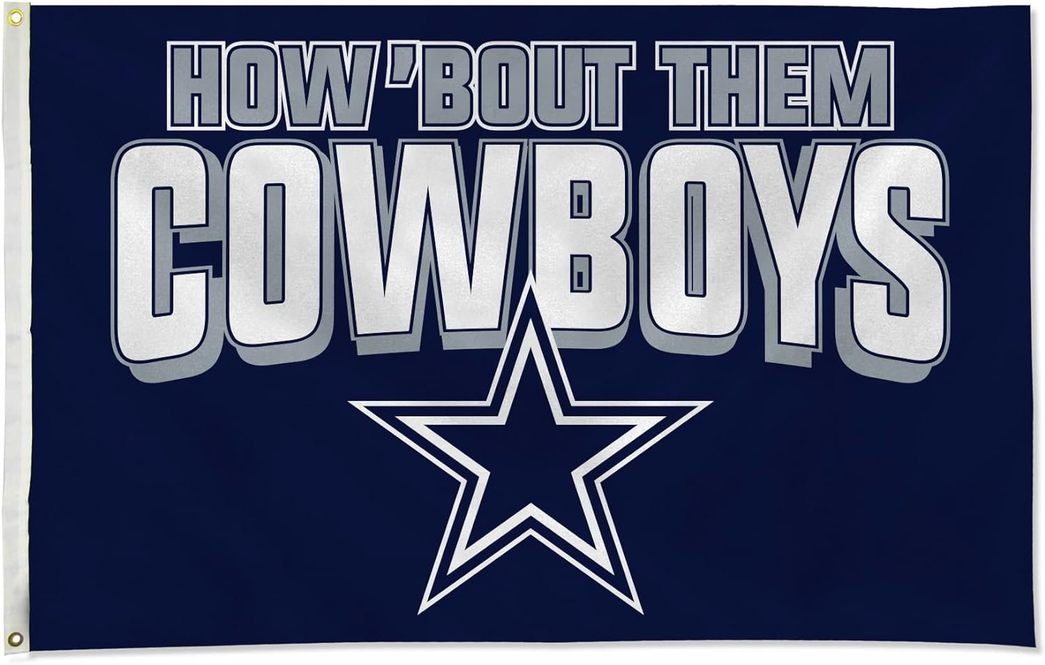 Dallas Cowboys 3x5 Feet Flag Banner, Team Slogan, Metal Grommets, Single Sided, Indoor or Outdoor Use 1