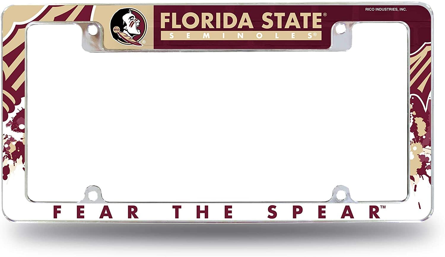 Florida State University Seminoles Metal License License Plate Frame Tag Cover, All Over Design, 12x6 Inch