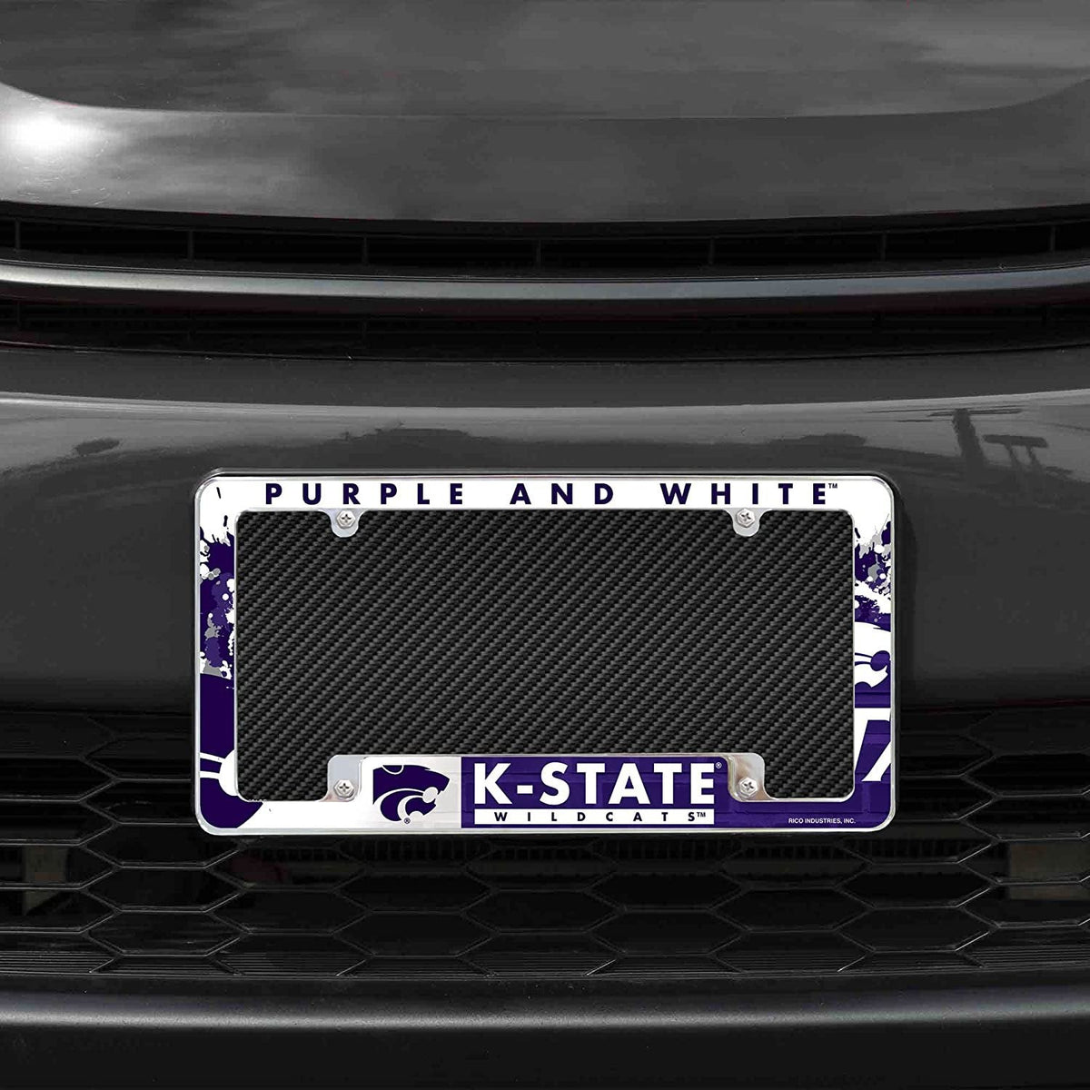 Kansas State University Wildcats Metal License Plate Frame Tag Cover All Over Design 12x6 Inch 2