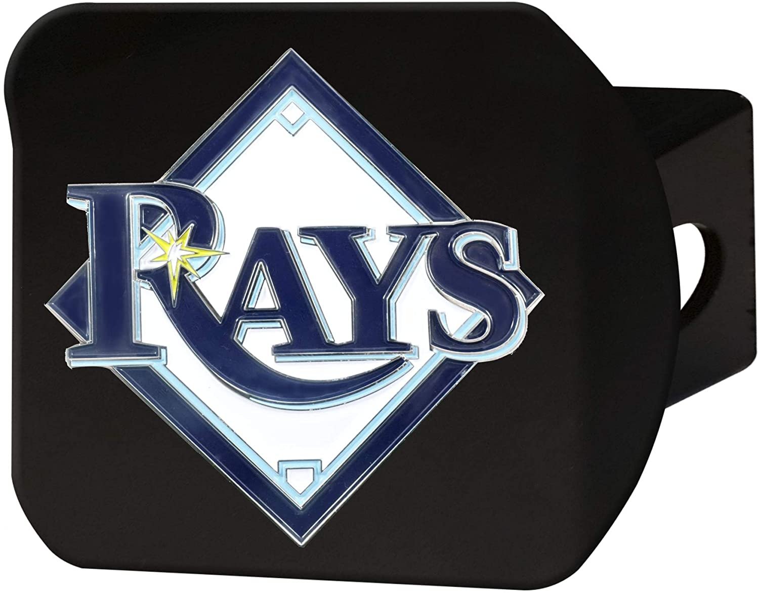 Tampa Bay Rays Hitch Cover Black Solid Metal with Raised Color Metal Emblem 2" Square Type III