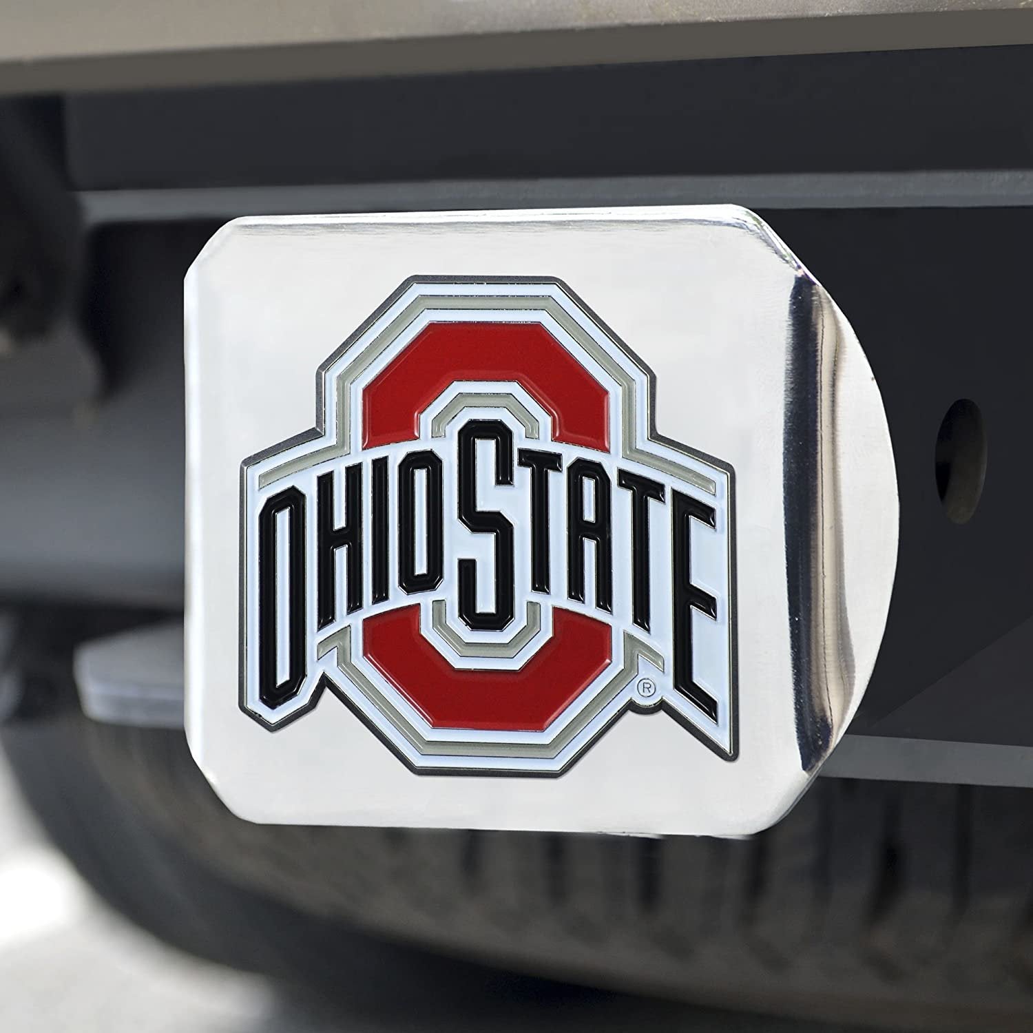 Ohio State University Buckeyes Hitch Cover Solid Metal with Raised Color Metal Emblem 2" Square Type III