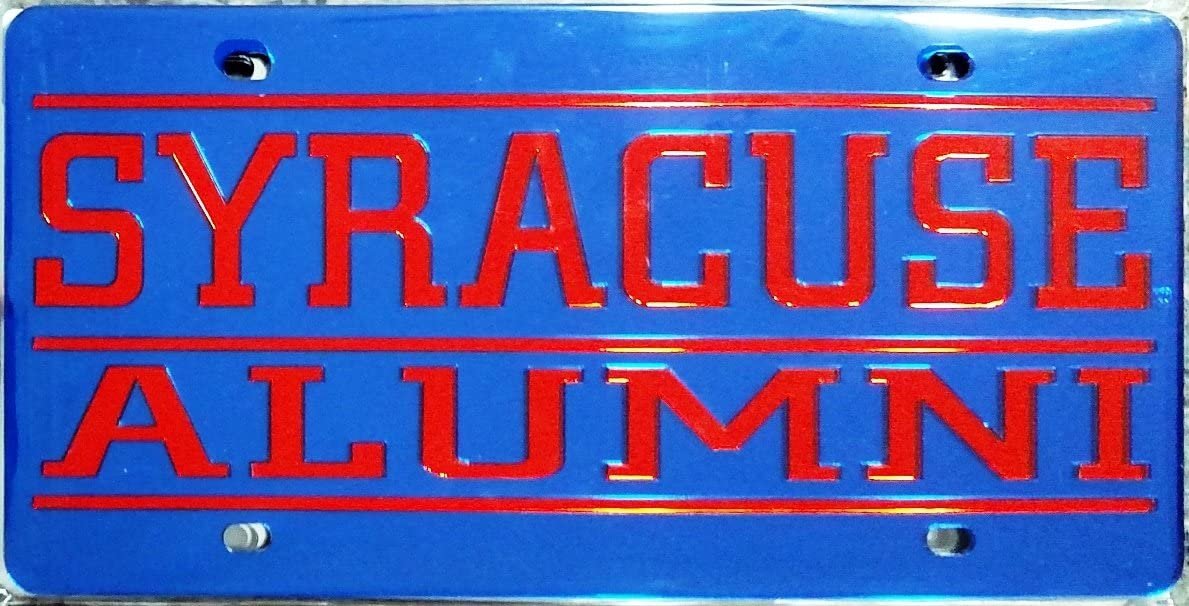 Syracuse University Orange Alumni Premium Laser Cut Tag License Plate, Mirrored Acrylic Inlaid, 6x12 Inch 1