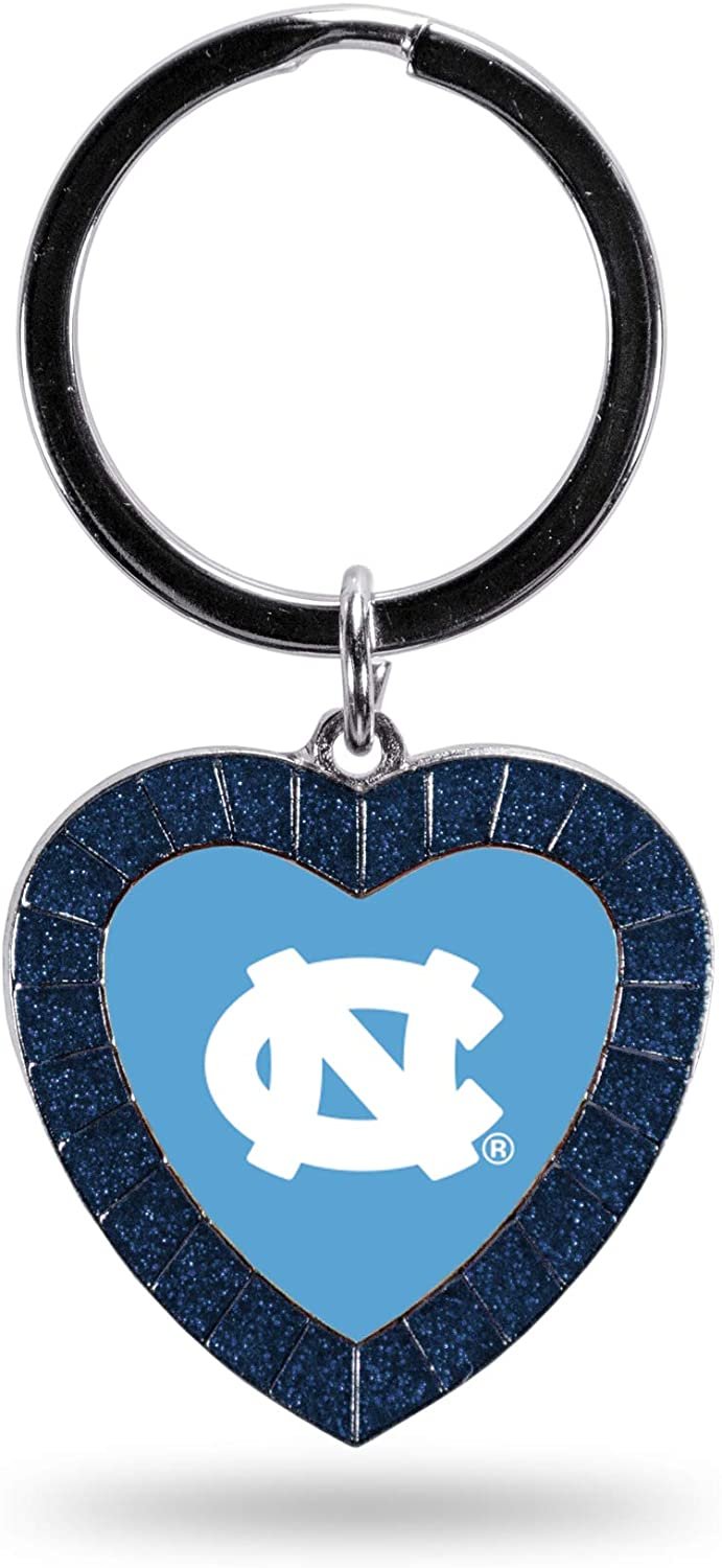 NCAA North Carolina Tar Heels NCAA Rhinestone Heart Colored Keychain, Navy, 3-inches in length 1