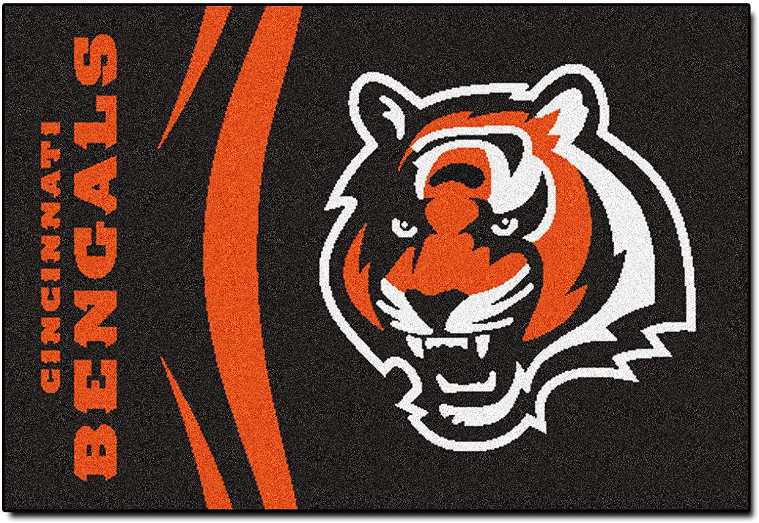 Cincinnati Bengals Floor Mat Area Rug, 20x30 Inch, Nylon, Anti-Skid Backing 1
