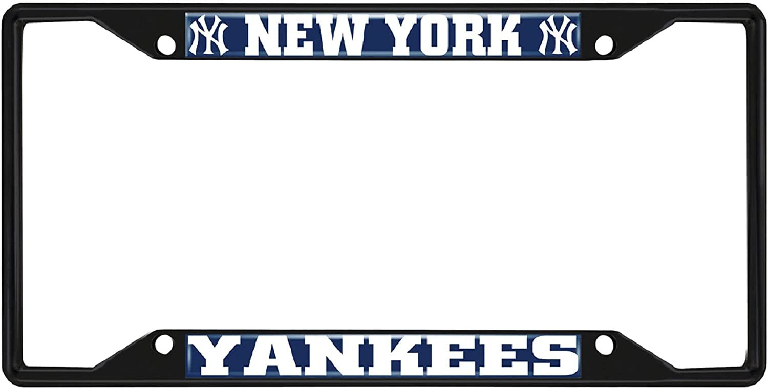 New York Yankees Black Metal License Plate Tag Cover 6x12 Inch 1
