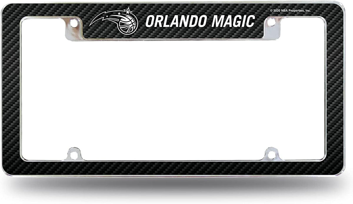 Orlando Magic Metal License Plate Frame Chrome Tag Cover Carbon Fiber Design 6x12 Inch 1