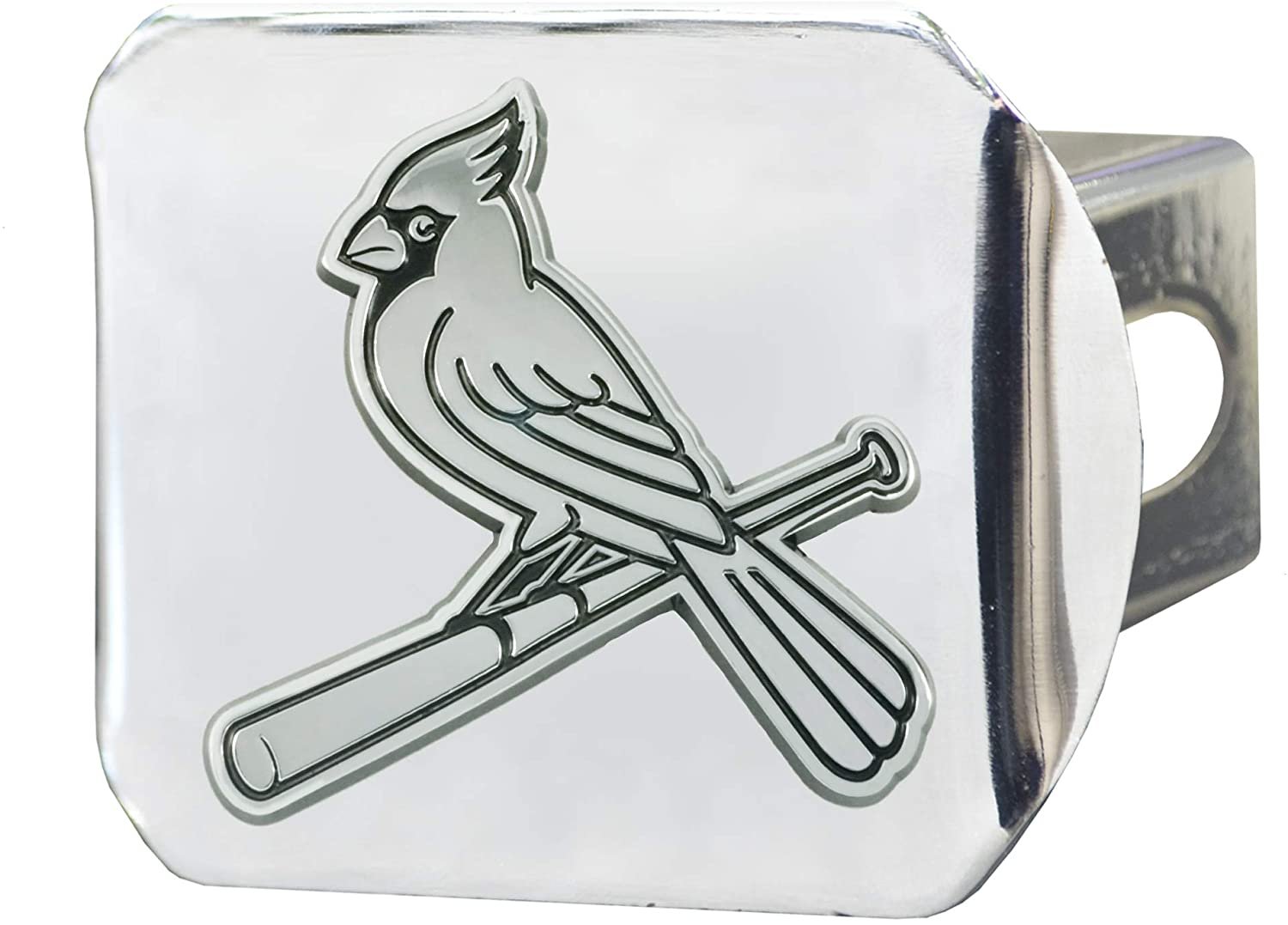 St Louis Cardinals Solid Metal Hitch Cover, Chrome Color, 2" Square Type III Hitch Cover