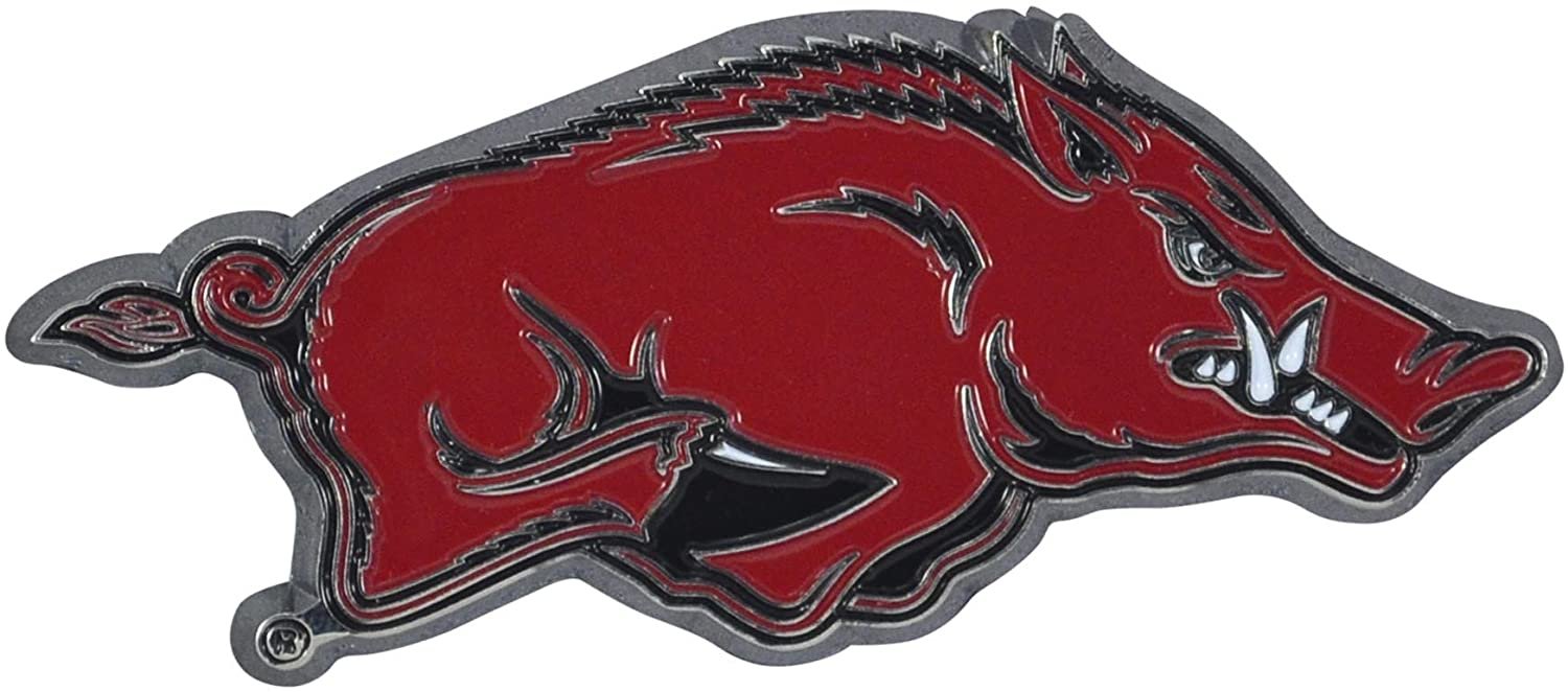 University of Arkansas Razorbacks Premium Solid Metal Color Chrome Auto Emblem Decal 1