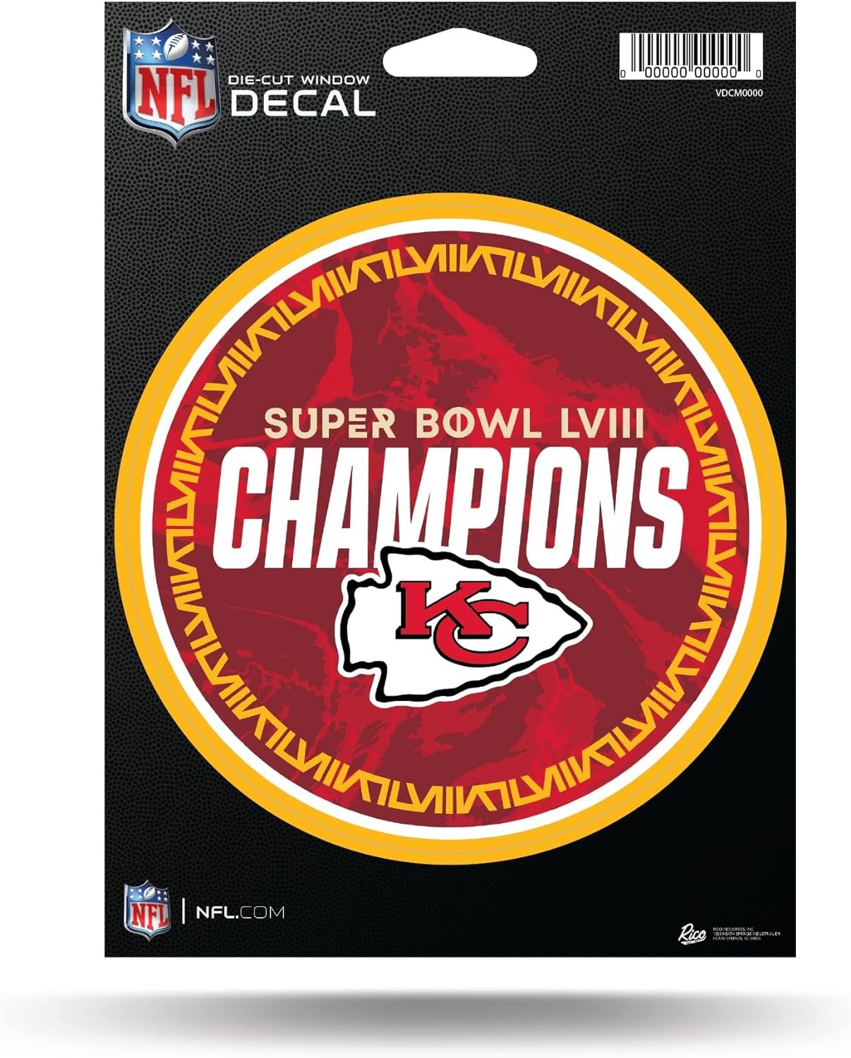 Rico Industries NFL Football Kansas City Chiefs 2024 Super Bowl Champions 5" x 7" Vinyl Die-Cut Decal - Car/Truck/Home Accessory 1